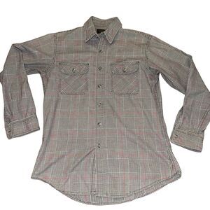 Vintage Eddie Bauer Mens M Plaid Flannel Shirt Jacket USA Cloth Button Up